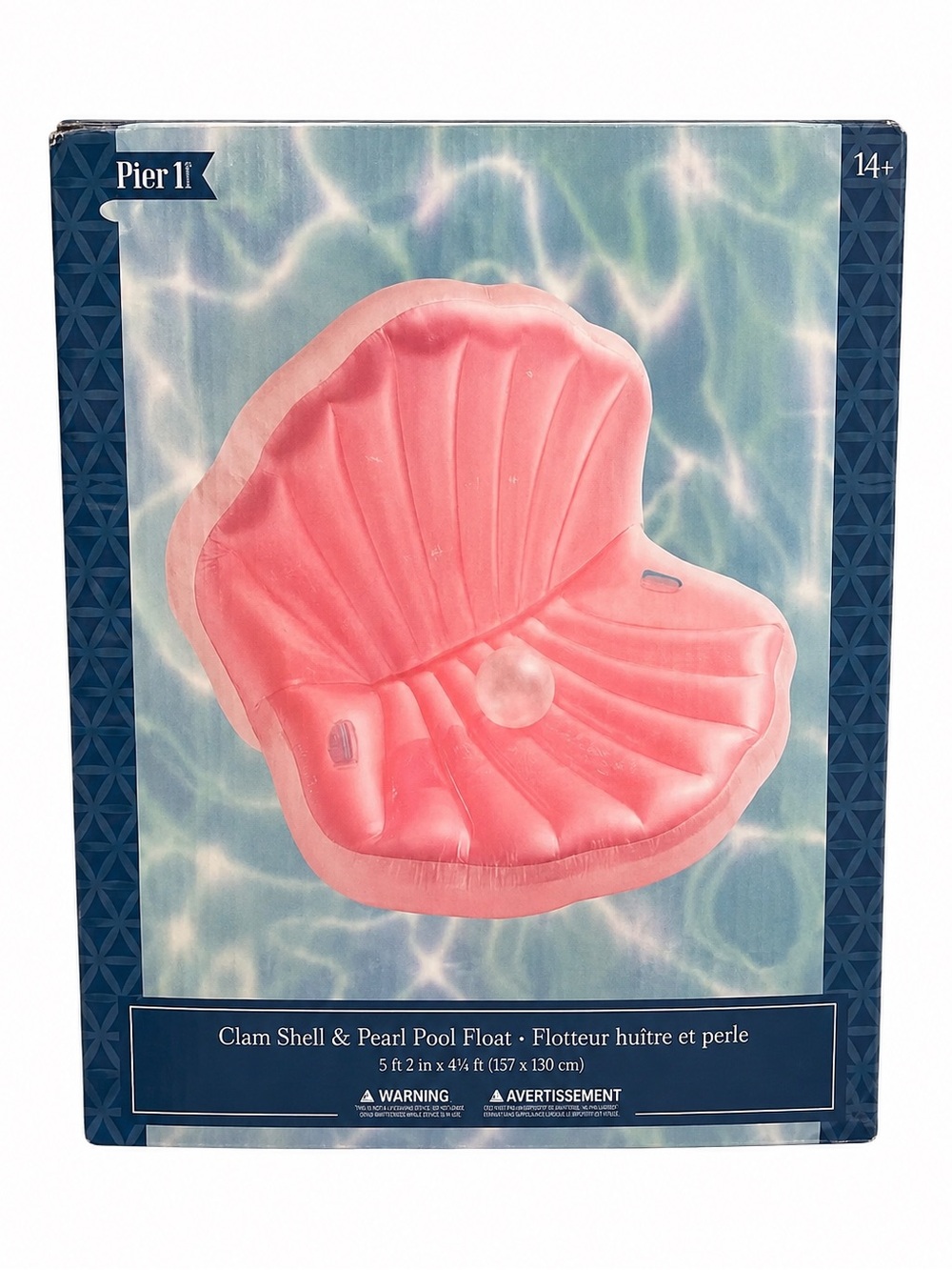 Pier 1 Imports Pink Clam Shell & Pearl Pool Float 5’2” Inflatable